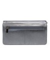 Dark silver leather clutch bag with strap 214-4071-29