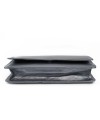 Dark silver leather clutch bag with strap 214-4071-29