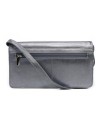 Dark silver leather clutch bag with strap 214-4071-29
