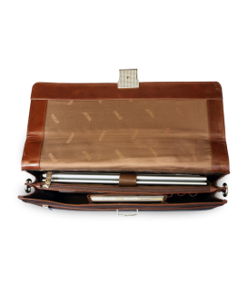 Brown leather briefcase with two inner compartments 112-2036-40
