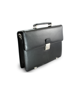Black leather briefcase with two internal compartments 112-2036-60