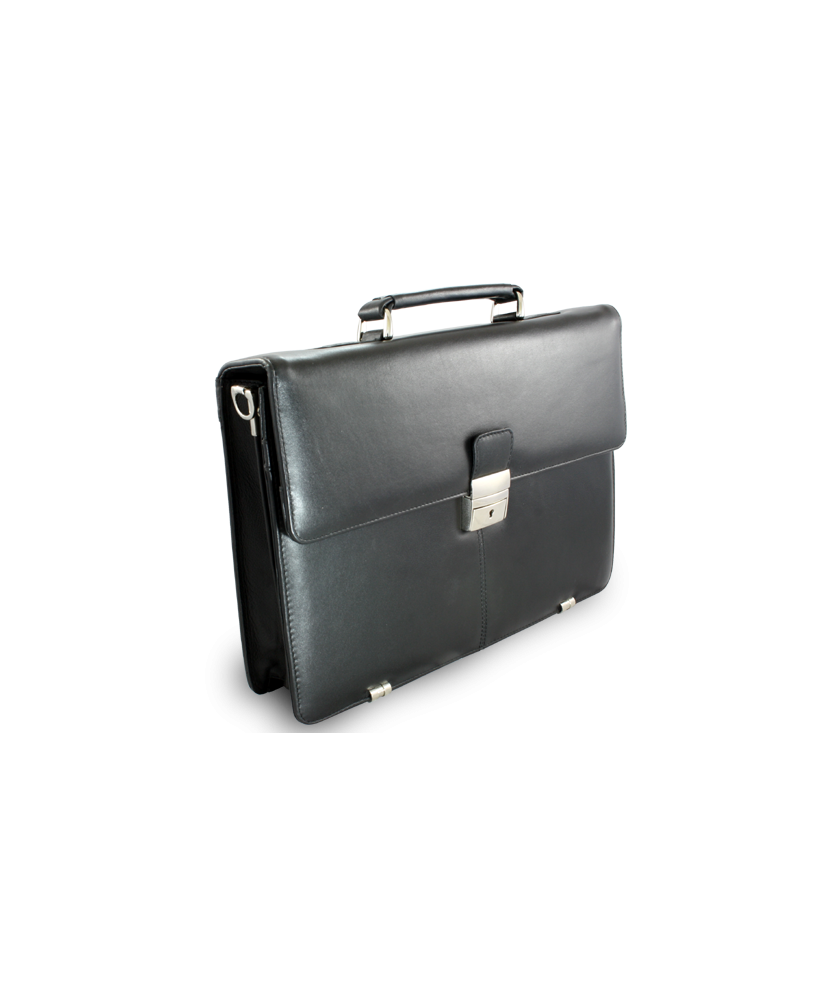 Black leather briefcase with two internal compartments 112-2036-60