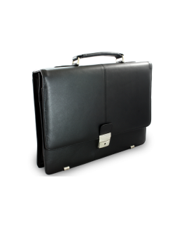 Black leather briefcase with one large inner compartment 112-6003-60