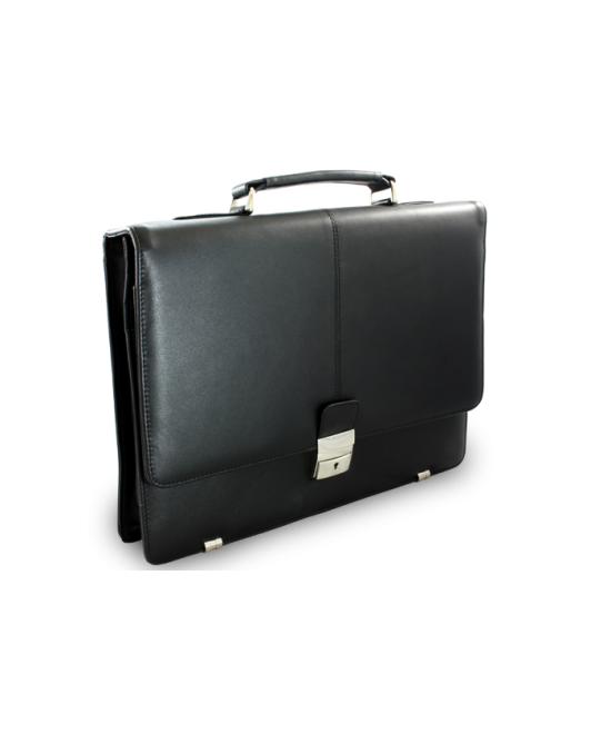 Black leather briefcase with one large inner compartment 112-6003-60