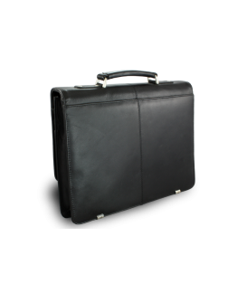 Black leather briefcase with one large inner compartment 112-6003-60