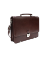 Brown leather briefcase with two large internal compartments 112-6003A-40