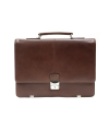 Brown leather briefcase with two large internal compartments 112-6003A-40