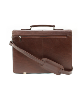 Brown leather briefcase with two large internal compartments 112-6003A-40