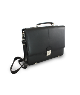 Black leather briefcase with two large internal compartments 112-6003A-60