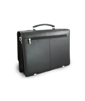 Black leather briefcase with two large internal compartments 112-6003A-60