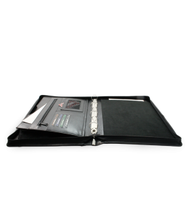 Schwarze Luxus-Leder-Schreibmappe mit Reißverschluss A4 116-5051-60