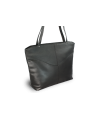 Schwarze Lederhandtasche mit Reißverschluss und zwei Riemen 212-2018-60