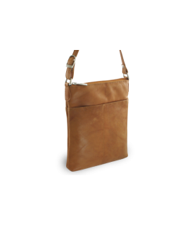 Light brown leather zipper handbag 212-3013-05