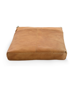 Hellbraune Lederhandtasche mit Reißverschluss 212-3013-05