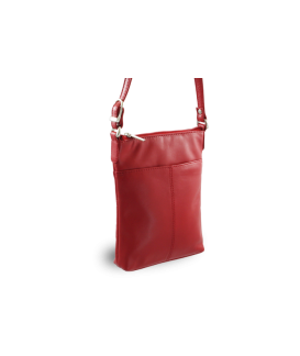 Red leather zipper handbag 212-3013-31