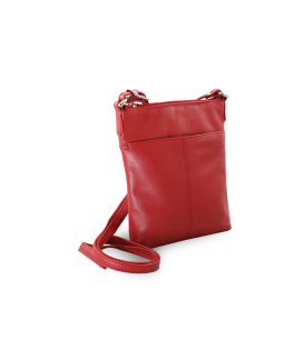 Red leather zipper handbag 212-3013-31