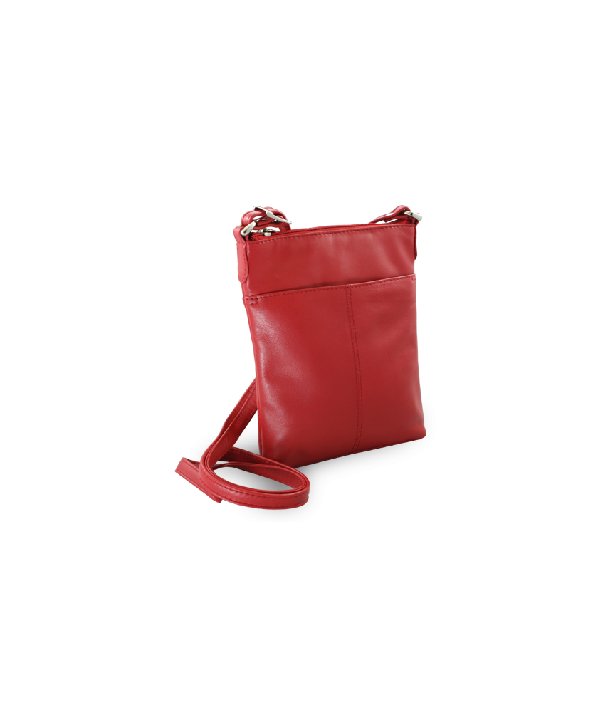 Red leather zipper handbag 212-3013-31