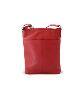 Red leather zipper handbag 212-3013-31