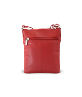 Rote Lederhandtasche mit Reißverschluss 212-3013-31