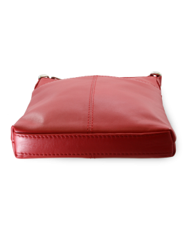 Red leather zipper handbag 212-3013-31