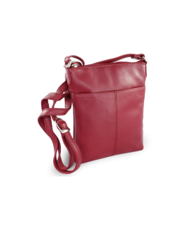 Burgundy leather zipper handbag 212-3013-34