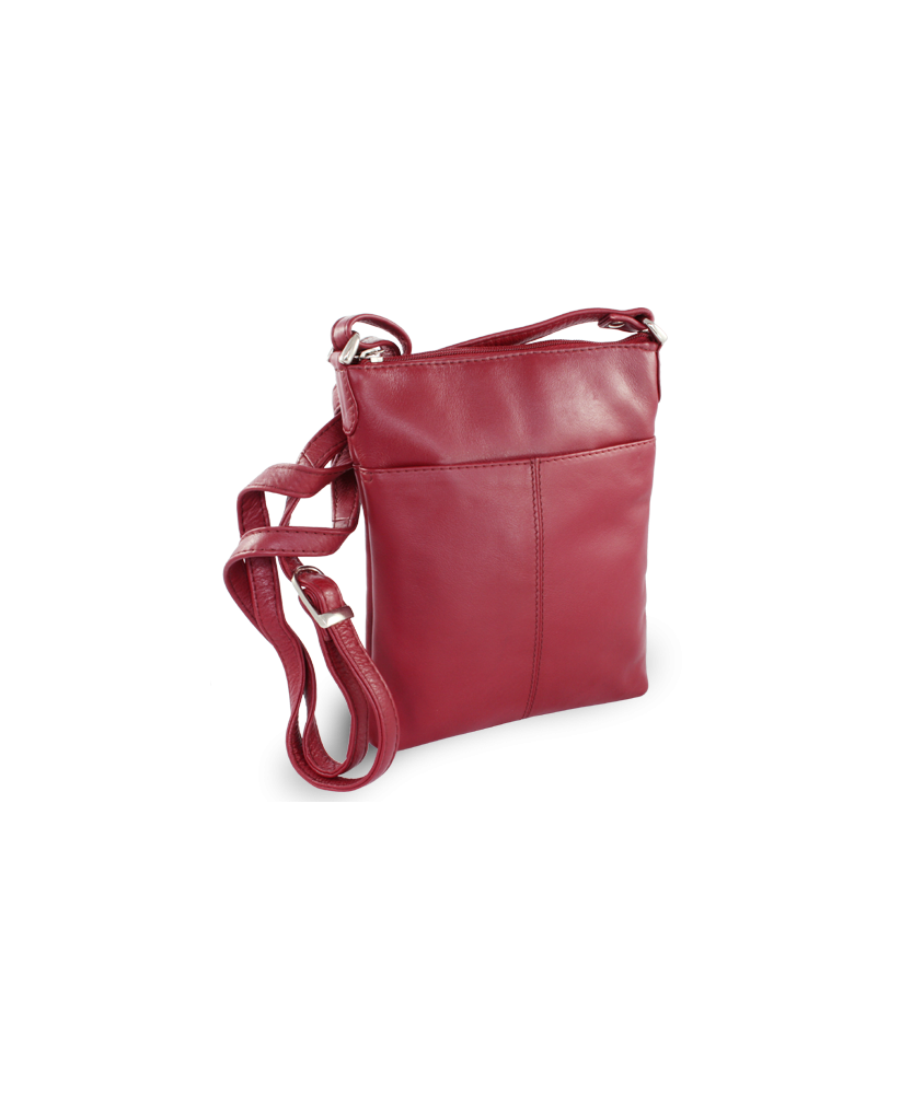 Burgundy leather zipper handbag 212-3013-34