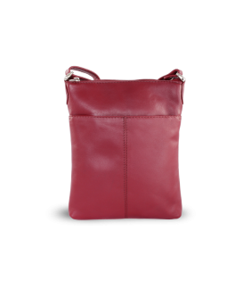 Burgunderrote Lederhandtasche mit Reißverschluss 212-3013-34