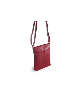 Burgundy leather zipper handbag 212-3013-34