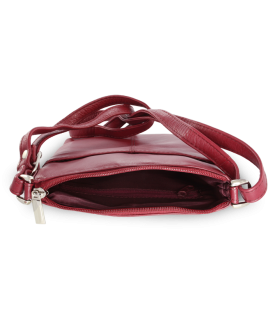 Burgundy leather zipper handbag 212-3013-34