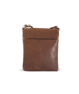 Dunkelbraune Lederhandtasche mit Reißverschluss 212-3013-47