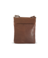 Dunkelbraune Lederhandtasche mit Reißverschluss 212-3013-47