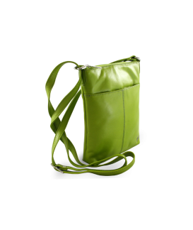 Green leather zipper handbag 212-3013-51