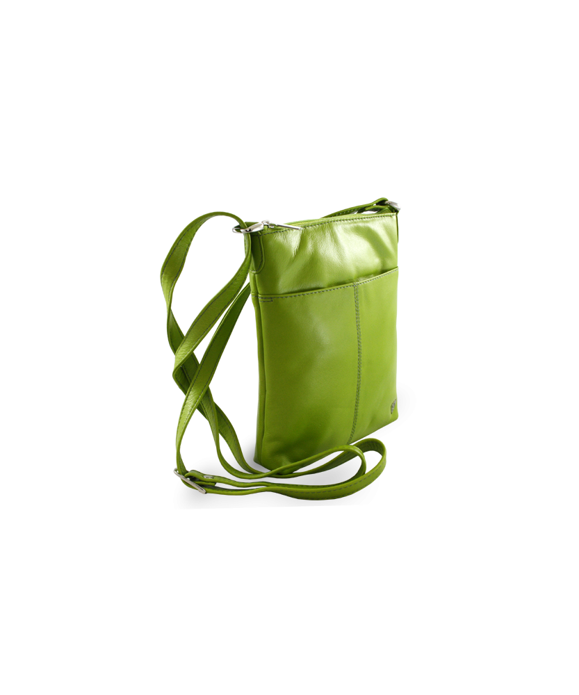 Green leather zipper handbag 212-3013-51