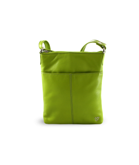 Green leather zipper handbag 212-3013-51