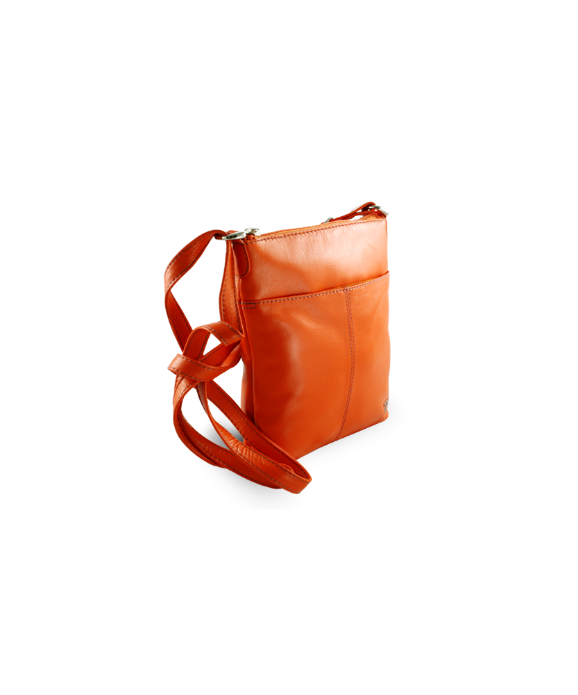 Orange leather zipper mini handbag 212-3013-84