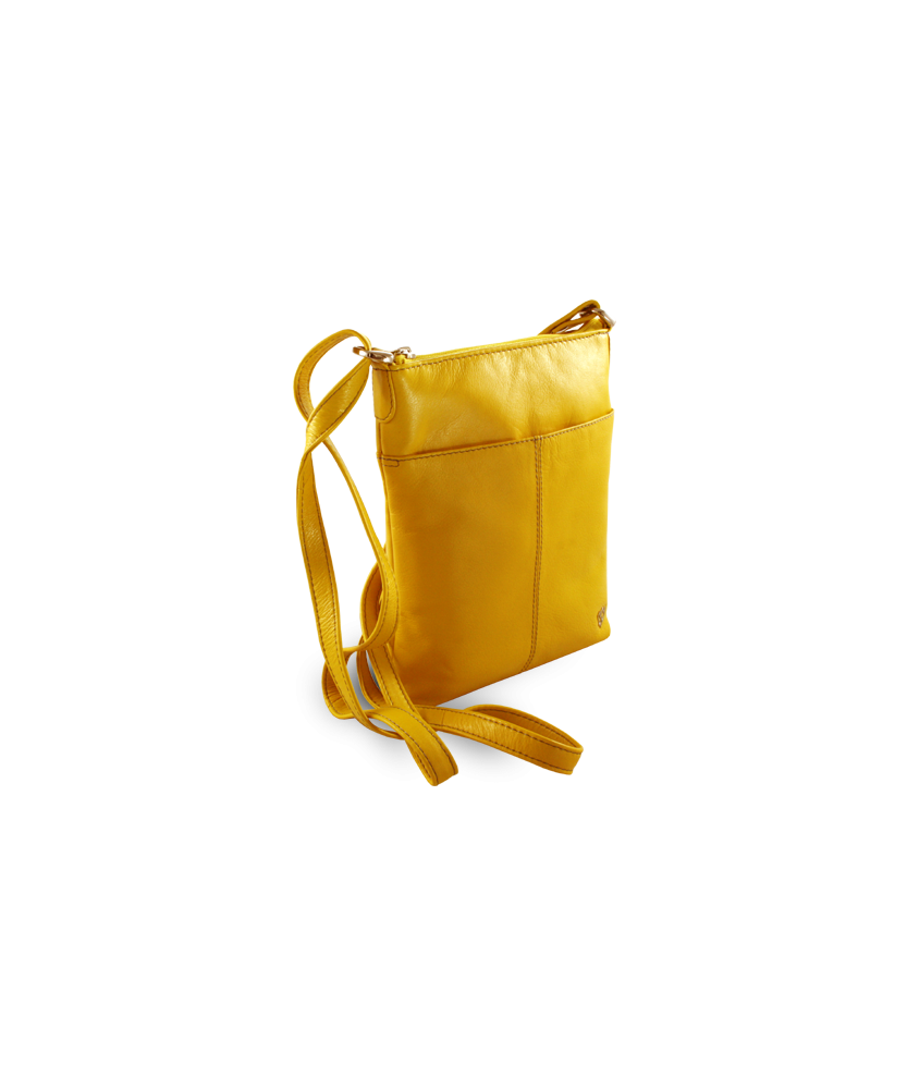 Yellow leather zipper handbag 212-3013-86