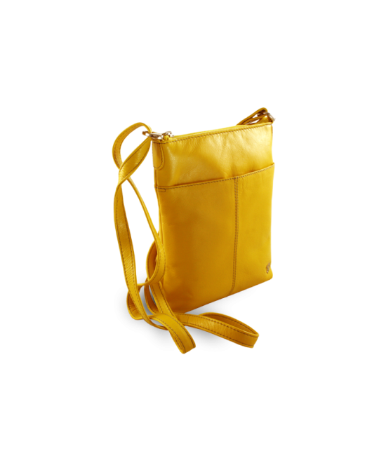 Yellow leather zipper handbag 212-3013-86