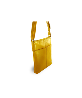 Yellow leather zipper handbag 212-3013-86