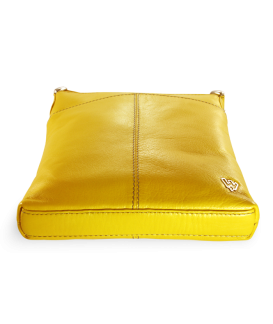 Yellow leather zipper handbag 212-3013-86