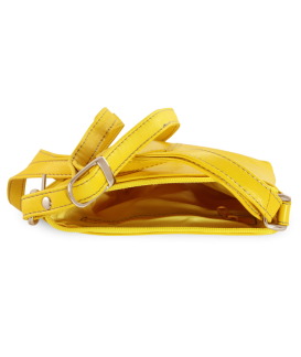 Gelbe Lederhandtasche mit Reißverschluss 212-3013-86