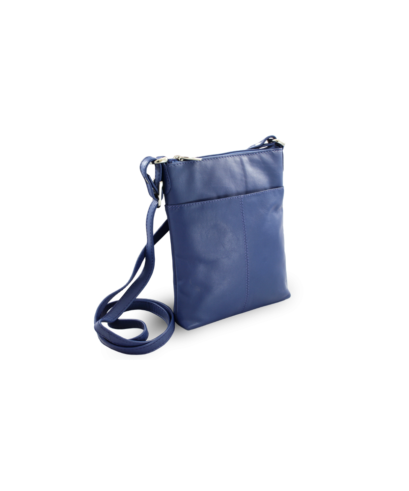 Blue leather zipper handbag 212-3013-97