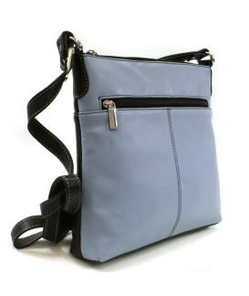 Black and gray-blue leather zippered handbag 212-3014-60/25
