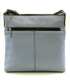 Black and gray-blue leather zippered handbag 212-3014-60/25