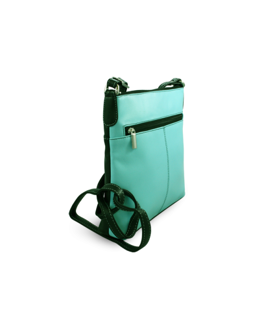 Black-light blue leather zipper handbag 212-3014-60/91