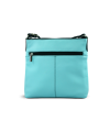 Schwarz-hellblaue Lederhandtasche mit Reißverschluss 212-3014-60/91