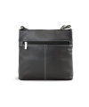 Schwarz-hellblaue Lederhandtasche mit Reißverschluss 212-3014-60/91
