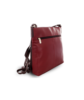 Burgundy-black leather zipper handbag 212-3015-60/34