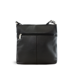 Braun-schwarze Lederhandtasche mit Reißverschluss 212-3015-60/40