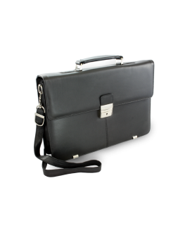 Black leather briefcase with two internal compartments 112-2036-60