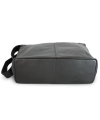 Schwarze Lederhandtasche mit doppeltem Reißverschluss und breitem Riemen 212-4003-60